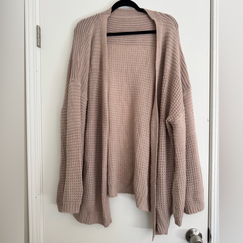 Women's Pink Open-Front Sweater